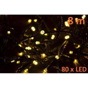 Karácsonyi LED fényfüzér 8m - meleg fehér, 80 dióda