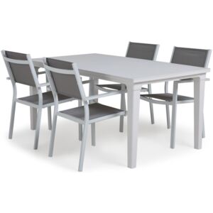 Asztal és szék garnitúra VG5547 Fehér + szürke