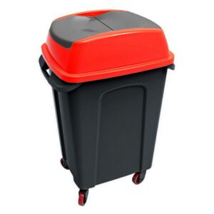 Hippo Billenős Szelektív hulladékgyűjtő szemetes, műanyag, fekete/piros, 50L