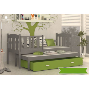 KUBA P2 gyerekágy + ÁJÁNDÉK matrc + ágyrács, 190x80 cm, fehér, zöld