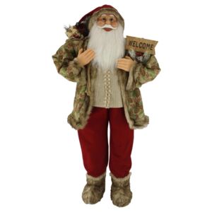 Krémszínű-bordó Santa Claus dekoráció 115cm