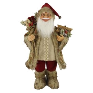 Krémszínű-bordó Santa Claus dekoráció 60cm