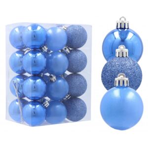 Inlea4Fun Karácsonyfa dísz szett 24 darab gömb 4 cm - Kék