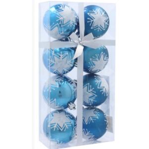 Inlea4Fun Karácsonyfa dísz szett 8 darab gömb 6 cm - Kék/Csillag