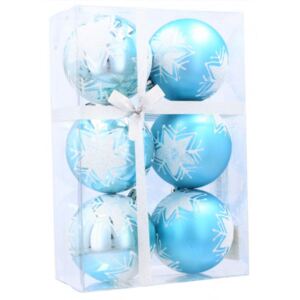Inlea4Fun Karácsonyfa dísz szett 6 darab gömb 7 cm - Kék/Csillag