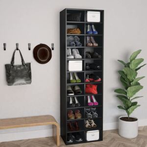Fekete forgácslap cipősszekrény 54 x 34 x 183 cm