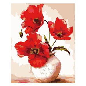 Festés számok szerint kép kerettel "Mákvirágok egy vázában" 40x50 cm