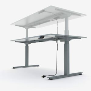 Ergomaster, elektromosan emelhető asztal alumínium lábszerkezettel, 140 cm, tölgyasztallap