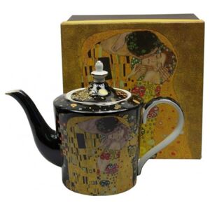 Klimt porcelán teás- kávéskanna - 1 literes - The Kiss fekete