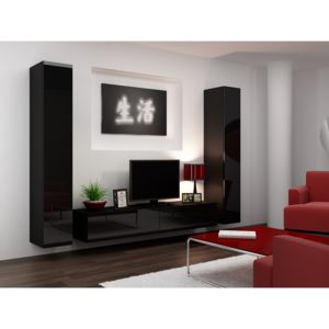 MEBLINE Nappali bútor VIGO 4 fekete / fekete fényes