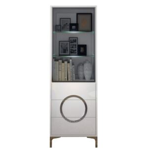 MARIA vitrines szekrény, 60x166,6x38, magasfényű fehér
