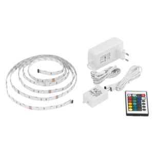 EGLO 13532 színváltós ( RGB-s ) távirányítós LED szalag, fehér színben, MAX 13,5W teljesítménnyel, 250lm fényárammal, dugvillás adapterrel, IP20 , rövidíthető, a táviríányító tartozék ( EGLO 13532 )