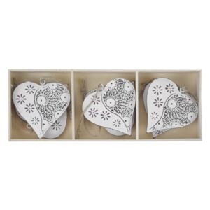 Ornament 6 darabos szívalakú függő dekoráció szett dobozban - Ego Dekor
