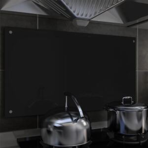 Fekete edzett üveg konyhai fröccsenésgátló 90 x 50 cm