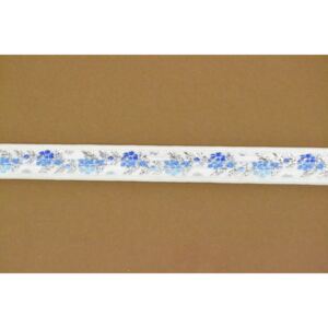 Szalag FANTASTIC kék virággal - fehér (sz. 1,5 cm)