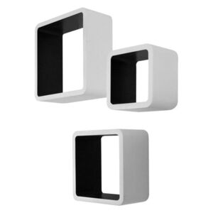 Cube fekete-fehér fali polc, 3 db - Intertrade
