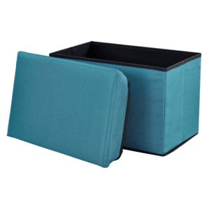 [en.casa]® Összehajtható szövet puff - ülőke / lábtartó tárolórekesszel (48x32cm) türkiz