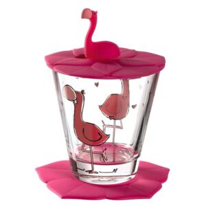 Leonardo Bambini pohár fedővel és alátéttel, Flamingó