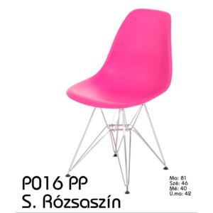 P016 PP szék króm lábakkal sötétrózsaszín