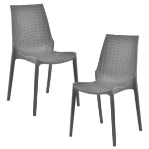 [casa.pro]® 2 x rattan hatású műanyag kerti szék 89 x 44 cm - szürke