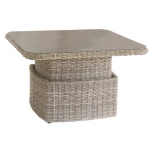 Rattan asztali kihúzható étkező / tároló 100 x 100 cm BORNEO (barna)