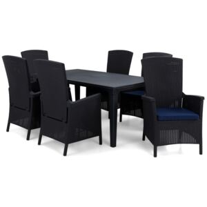 Asztal és szék garnitúra VG4509, Szín: Antracit + kék