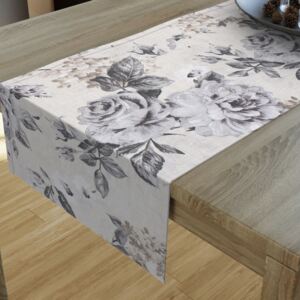 Goldea loneta dekoratív asztali futó - nagy szürke rózsák 20x120 cm