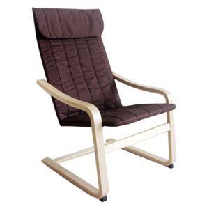 Pihentető fotel, nyírfa/barna anyag,TORSTEN