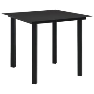 VidaXL fekete acél és üveg kerti étkezőasztal 80 x 80 x 74 cm