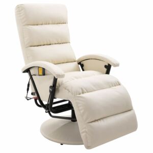 VidaXL krémszínű és fehér dönthető masszírozó műbőr TV-fotel