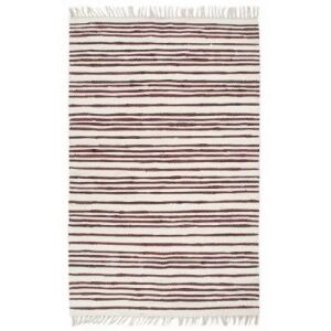 Burgundi vörös és fehér, kézzel szőtt pamut Chindi szőnyeg 80 x 160 cm