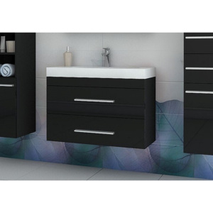 KOLI KOLI fürdőszobaszekrény mosdó alá, 80x50x40 cm, fekete/magasfényű fekete