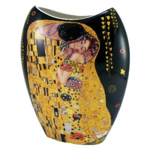 Klimt porcelán váza - The Kiss - fekete