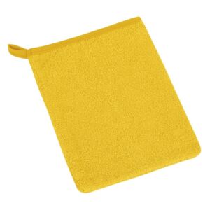 Frottír mosdókesztyű, sárga, 17 x 25 cm