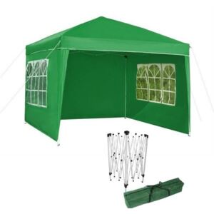 Kerti összecsukható olló sátor Party 3x3m, + 3 fal, zöld