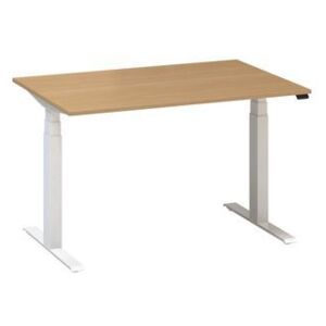 Alfa Up állítható magasságú irodai asztal fehér lábazattal, 120 x 80 x 61,5-127,5 cm, vadkörte mintázat