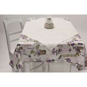 Pamut mintás asztalterítő 2 darab (120x160 cm, 80x80 cm) - krémszínes lila