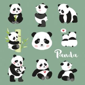 AMB.13313375 Panda Bears papírszalvéta 33x33cm,20db-os