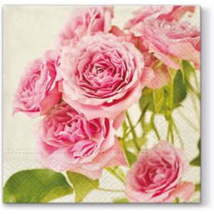 P.W.SDL090400 Pink Roses papírszalvéta 33x33cm, 20db-os