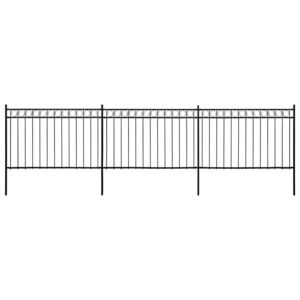 Fekete acél kerítéspanelek oszlopokkal 6 x 2 m