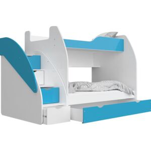 Matobútor Multifunkciós emeletes ágy Max 3 - többféle változat Szín: Kék, Matrac: Matracokkal
