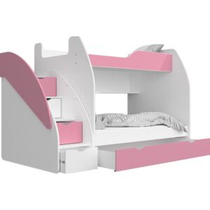 Matobútor Multifunkciós emeletes ágy Max 3 - többféle változat Szín: Rózsaszín, Matrac: Matracokkal