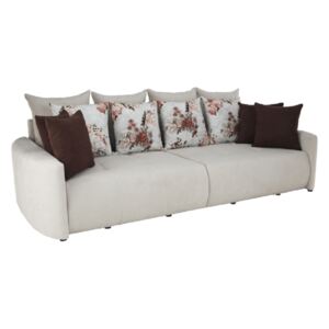 Nagyméretű kanapé, bézs/barna/minta virágok, PORTO BIG SOFA