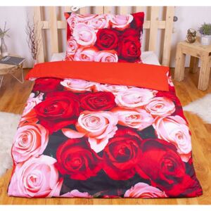 3D ágyneműhuzat 140x200 + 70x90 - Bed of roses