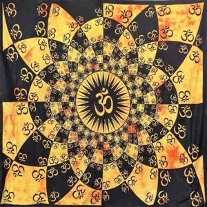 Om mintás pamut falidísz indiából 3 színben - Sárga