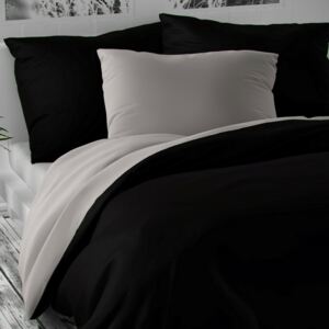 Luxury Collection szatén ágynemű, fekete/világosszürke, 140 x 200 cm, 70 x 90 cm