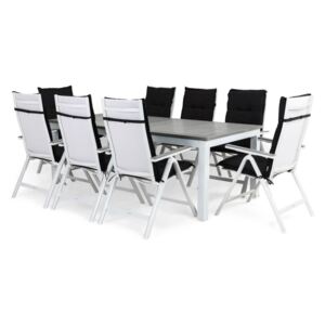 Asztal és szék garnitúra VG4366 Fehér + szürke + fekete