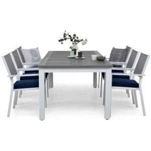 Asztal és szék garnitúra VG5556 Fehér + szürke + kék