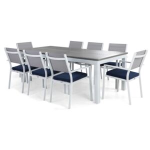 Asztal és szék garnitúra VG5557 Fehér + szürke + kék