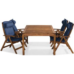 Asztal és szék garnitúra VG6198 Barna + kék